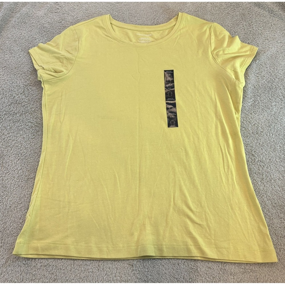 Banana Republic Timeless Tee Yellow Chartreuse Cotton Short Sleeve Large NWOT